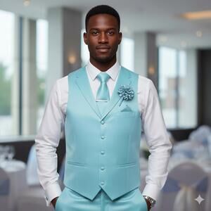 Tux Suit Vest / Tie / Pocket Square / Clip /  Boutonniere / Medium / 1+